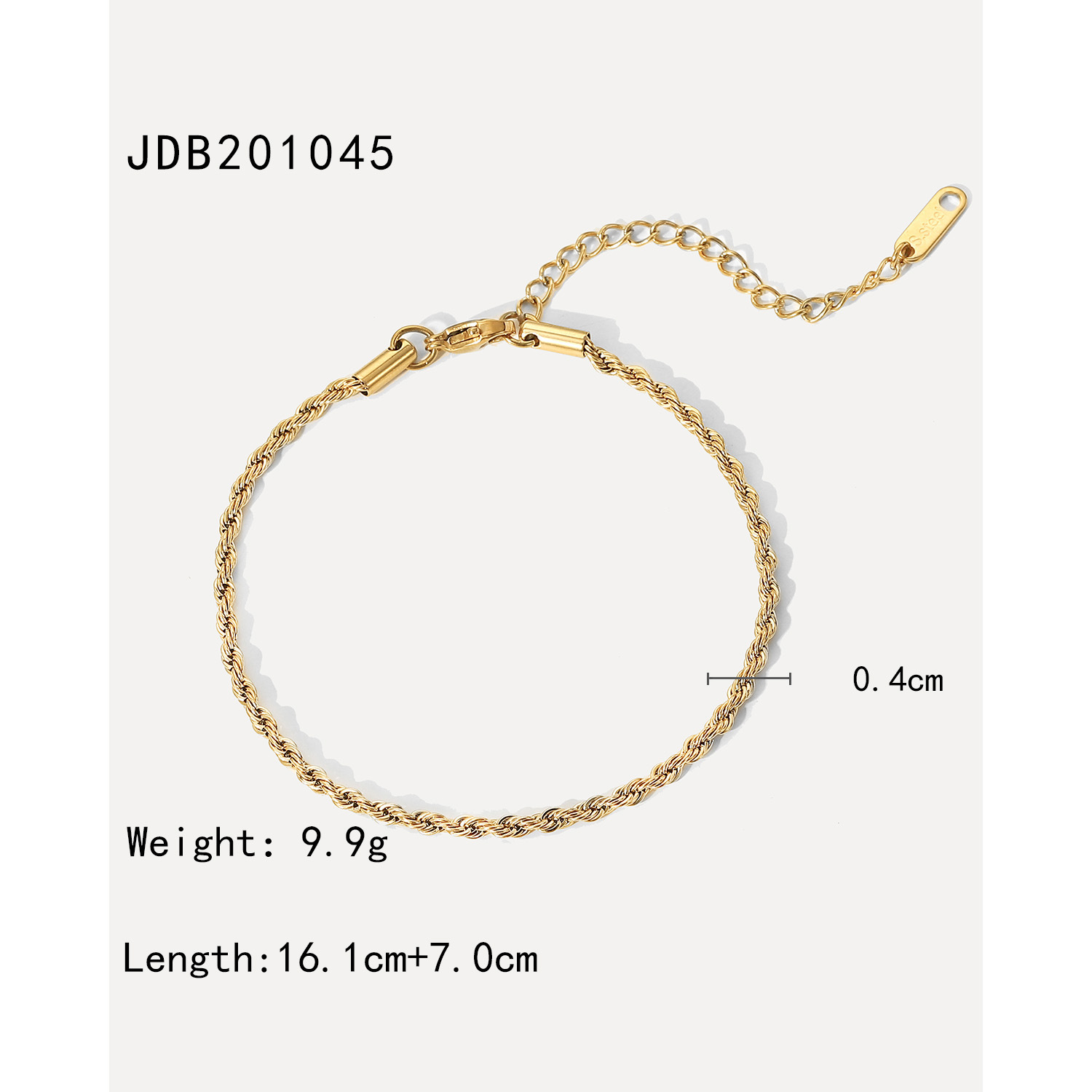 Fashion Geometric Stainless Steel Plating Zircon Bracelets 1 Piece