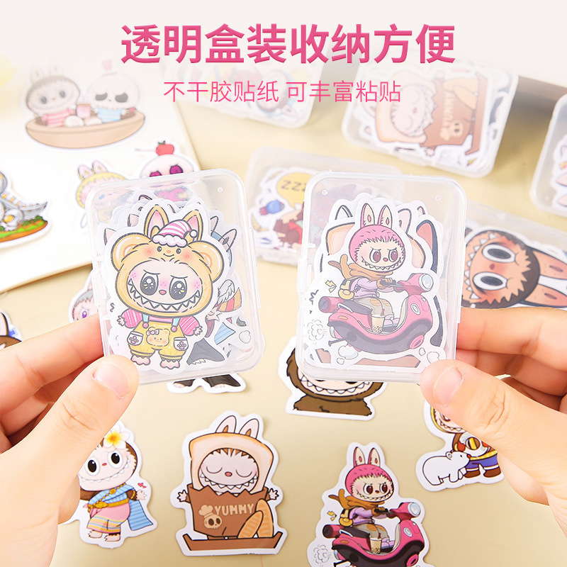 12张盒装拉布布贴纸labubu小学生礼品贴纸地摊玩具批发幼儿园礼物|undefined