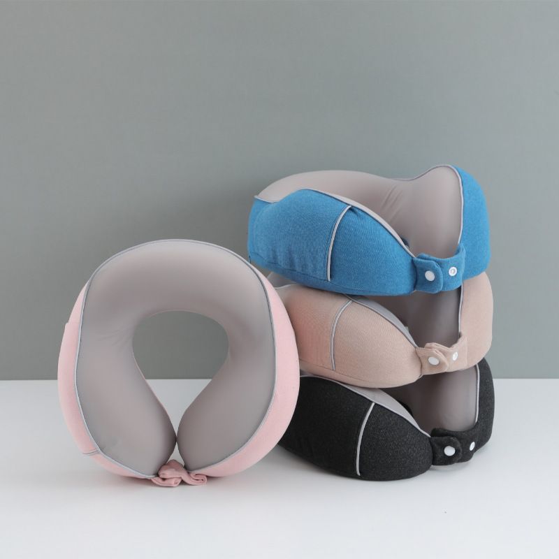 Reise-Nackenstützkissen aus Eisseide und Memory-Schaum in U-Form, ideal fürs Büro oder als Nackenstützkissen_voghion.com