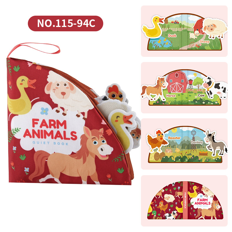 Libro de tela para bebés Velcro desgarrador libro animal marino frutas libro tridimensional puede morder libro de palma de la mano para niños pequeños
