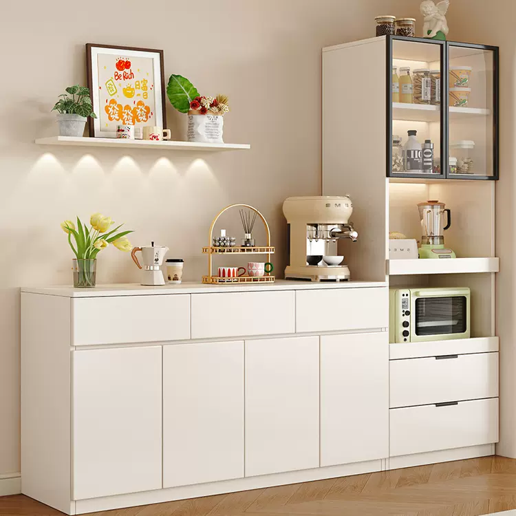 实木餐边柜靠墙一体客厅茶水柜高低组合柜子家用储物柜厨房置物柜