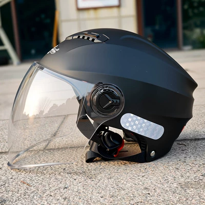 Motosiklet kaskı (dəbilqə): Men's Summer Sun Protection, Electric Scooter - matt-black-single-lens-transparent-lens-one-size-fits-all