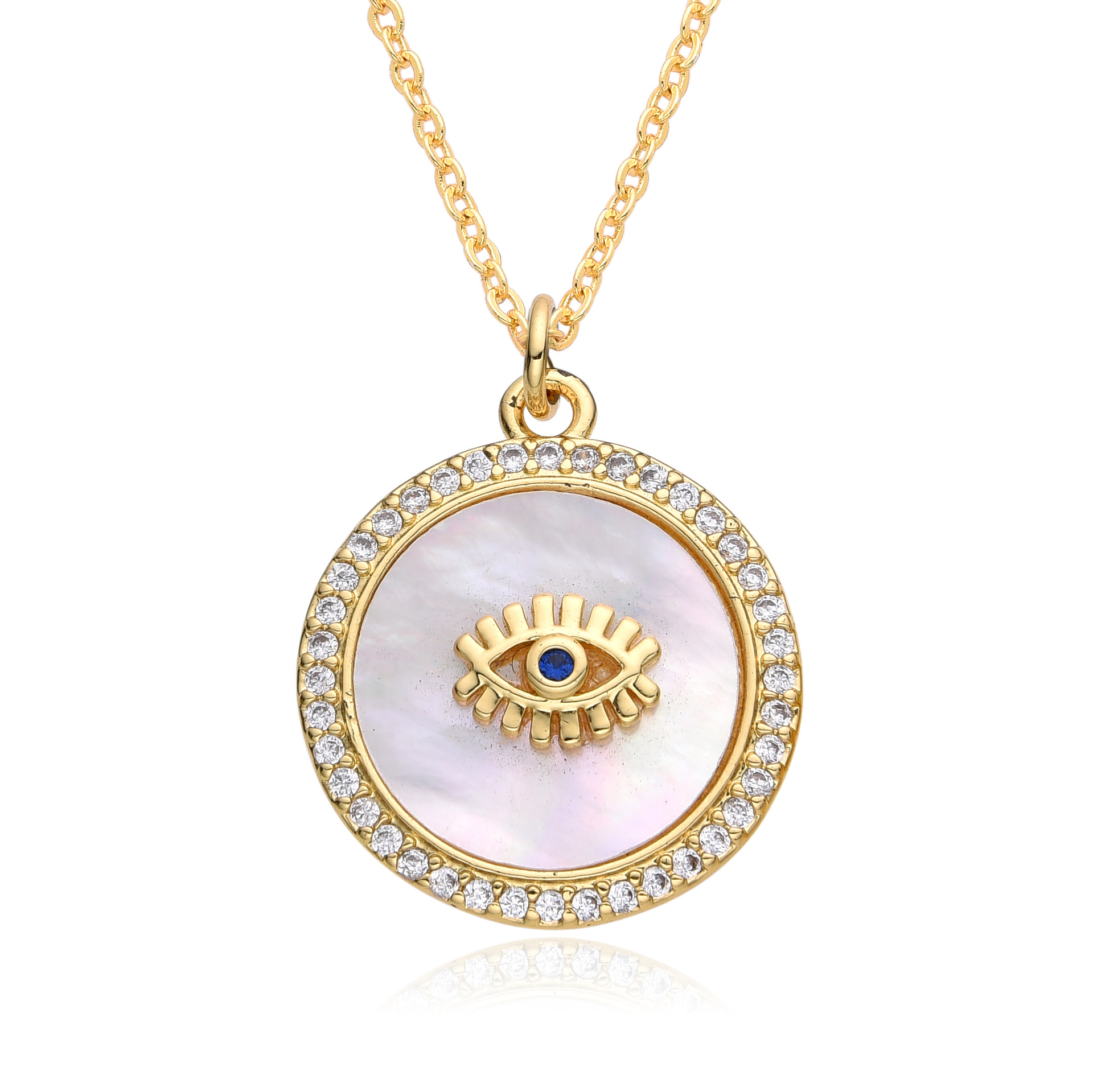 15g Weight Zircon Inlay Material Pendant Necklace Classification cable chain Chain Type 1 Piece Quantity Daily Occasion Copper Material Eye Pattern Women's Gender Plating, Inlay Design Retro, Classic Style Style Copper Retro Classic Style Eye Plating Inlay Zircon Pendant Necklace 2