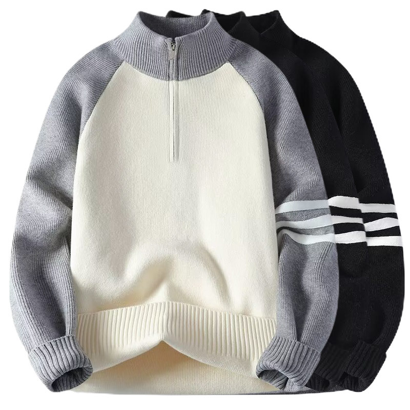 Explosiones transfronterizas de tamaño europeo de tamaño medio tirón de hombro tres barras a rayas camisetas de punto suéter hombre otoño invierno fábrica al por mayor