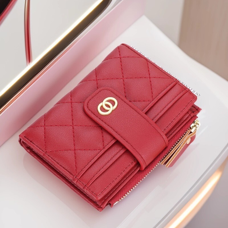 Baellerry Women's Wallet Short Style Fashionable Simple Multi-Card Slot Buckle Vertical Zipper High-End Wallet