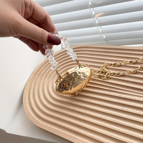 Mini  Summer New Arrival Metal Eggshell Bag – Chic European & American Style Evening Clutch with Shoulder/Crossbody Chain, Perfect for Women