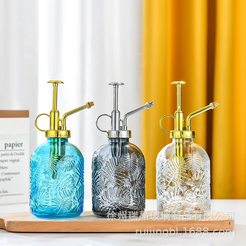 Новая креативная высокая лейка с кленовым листом, ручная прессованная, стеклянный распылитель для полива цветов, красочный стеклянный спринклер