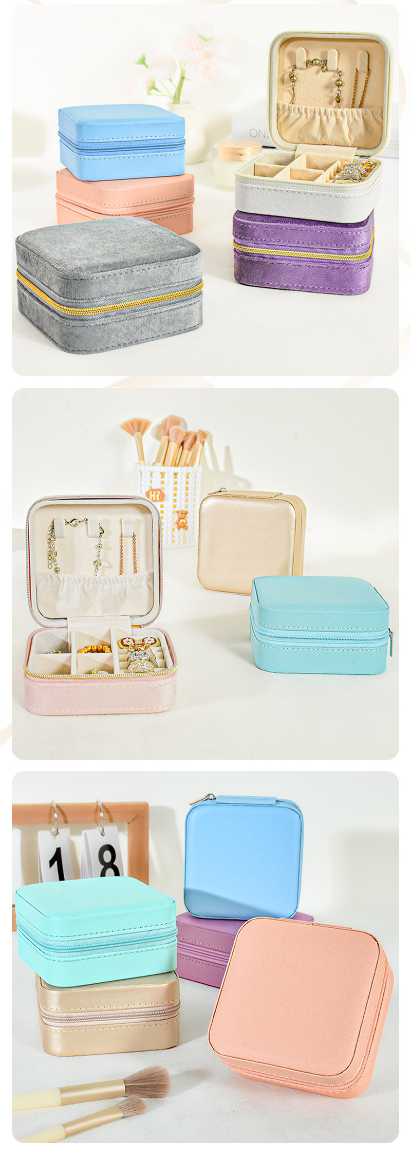80g Weight Jewelry Boxes Classification 1 Piece Quantity Daily, Date Occasion Pu Leather, Flannel Material Solid Color Pattern Elegant, Simple Style Style 1 Piece Pu Leather Flannel Elegant Simple Style Daily Date Solid Color Jewelry Boxes