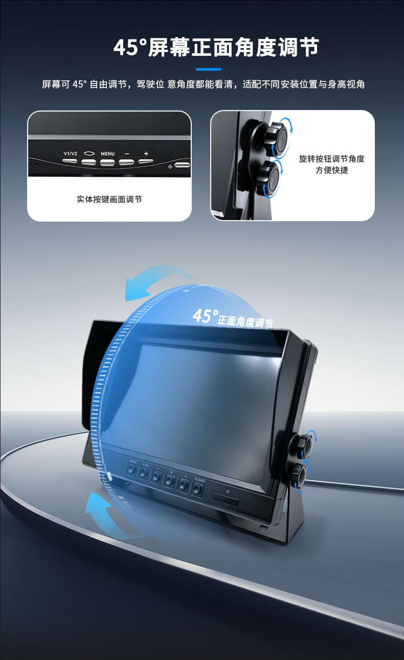 4-Channel 9inch Vehicle-Mounted Display Monitor for Truck Dashcam with High-Definition Night Vision Reversing Image Display and Tf Card Support