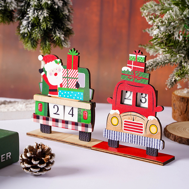 Wood Material Christmas Santa Claus Car Wood Party Ornaments