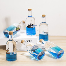 创意游轮漂浮酒瓶圆形漂流瓶油滴男孩女孩节日礼物学生桌面摆件