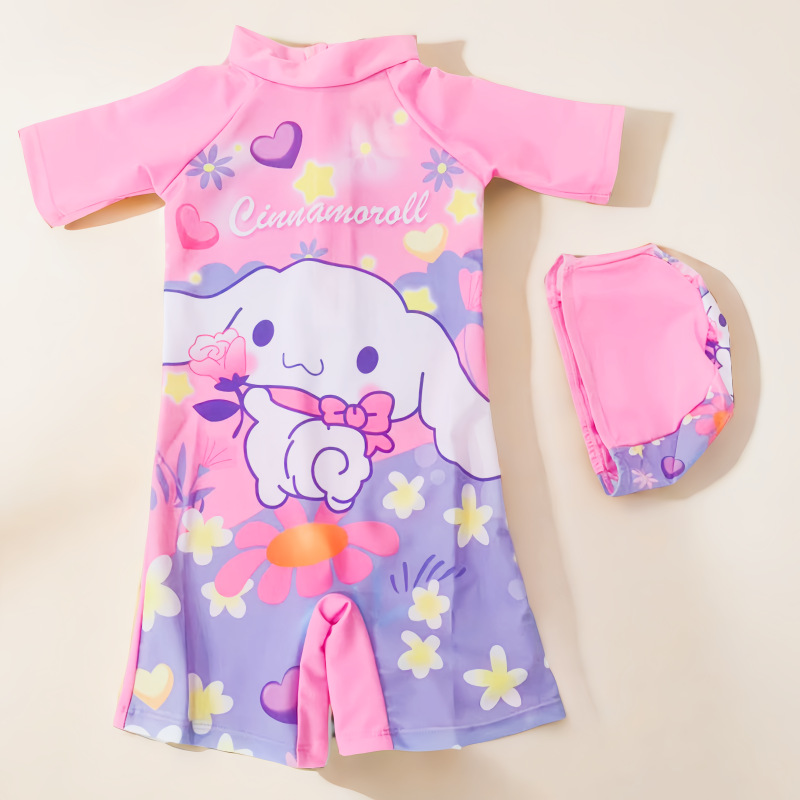 Kuromi Swimsuit Kuromi Melody One-Piece Trendy Cartoon Foreign Trade In-Stock Cinnamoroll Sports Style Children's Model