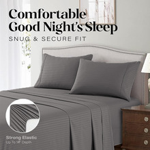 超细纤维条纹床单四件套Bedsheet set亚马逊床笠三件套跨境加大号