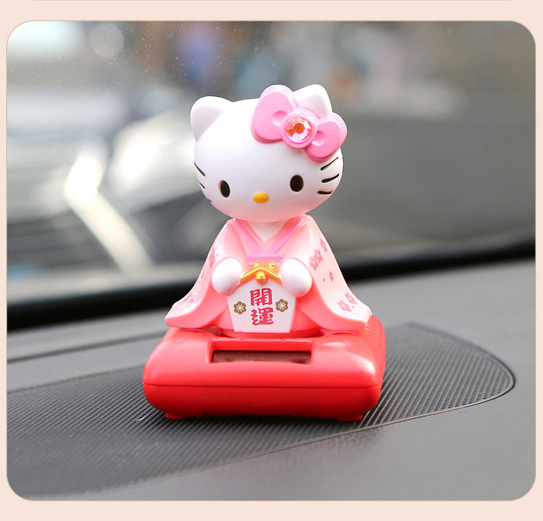 Hellokitty Car Decoration Ornaments Shaking Head Solar Car Toy Dashboard Ladies Car Interior Fashion