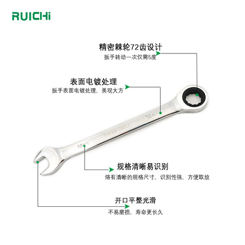 72-tooth one-way rapid plum blossom ratchet automatic dual-purpose wrench open ratchet robot hand quick tool set