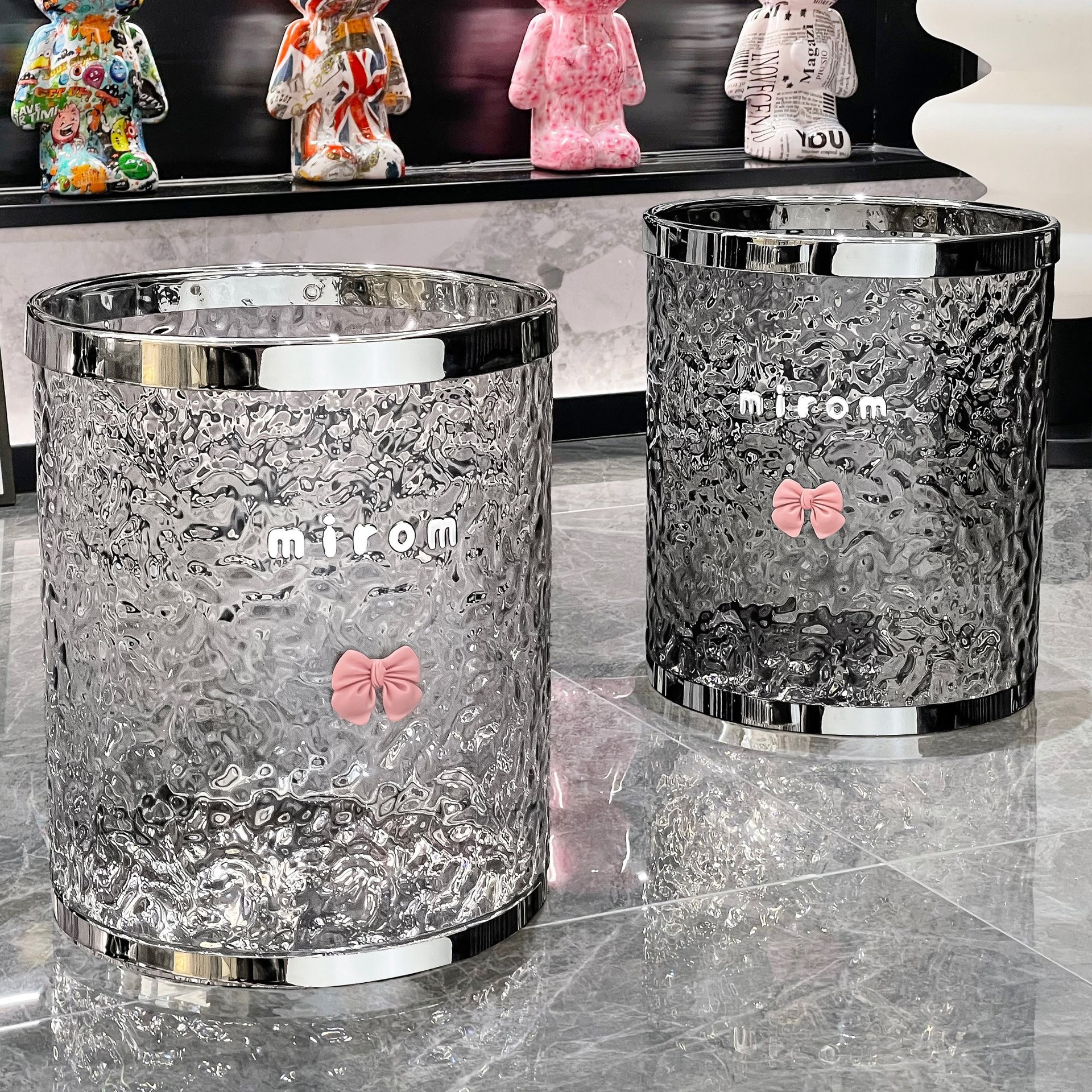 水波纹透明垃圾桶高颜值家用2024新款客厅卧室卫生间厕所轻奢