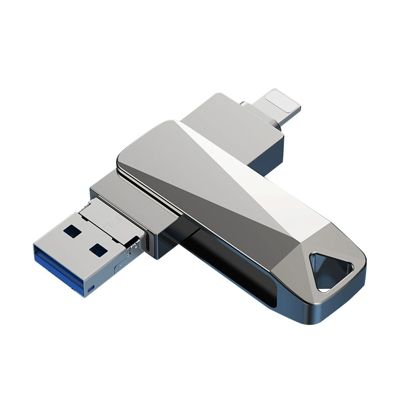 Яблоко, мобильный телефон, совместимый ёмкий металлический USB флеш-накопитель, (), три в одном, 256Г, Android, 128Г