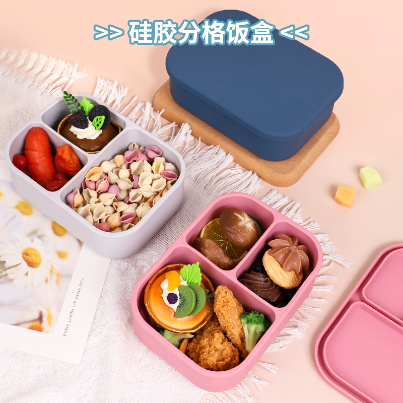 Customized Food-Grade Silicone Lunch Box Microwave Heating High Temperature Resistant Lunch Box Baby Bowl Household Crisper