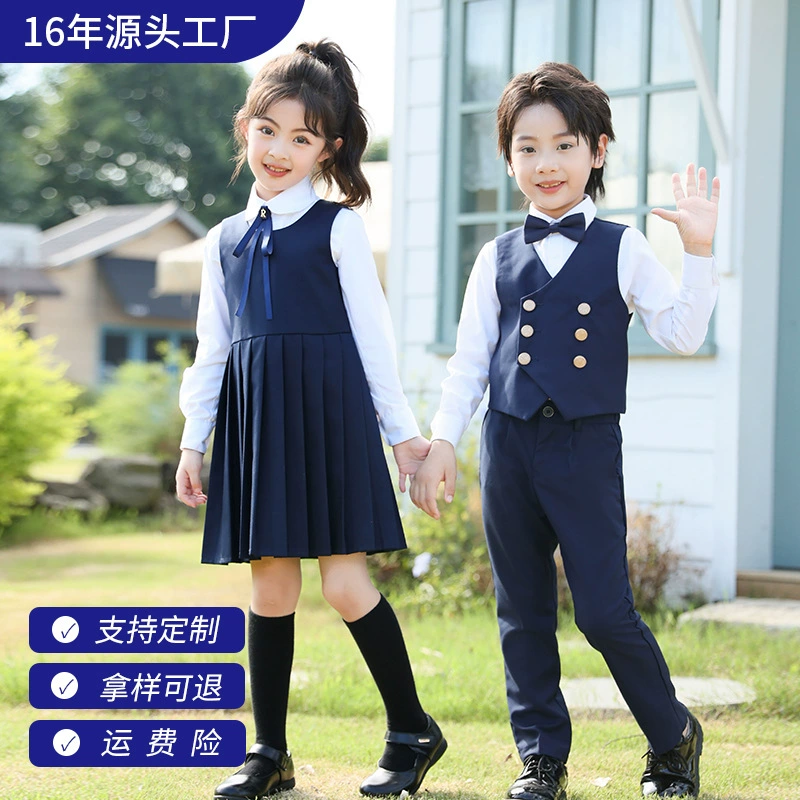 Комплект школьной формы начальной школы, платье для девочек, форма для детского сада, классная форма, мужская и женская форма для выступлений хора в студенческом стиле.