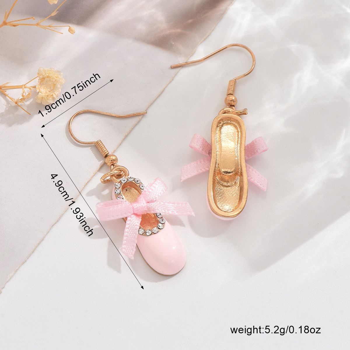 Ballet shoes Pattern All Seasons Season 1 Pair Cute Ballet Shoes Plating Alloy Drop Earrings