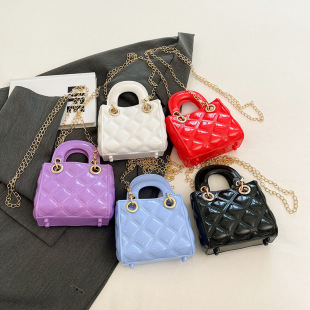 2024 Summer New Women's Bag Mini Rhomboid Daffy Bag PVC Jelly Bag Chain Shoulder Crossbody Bag Children's Bag
