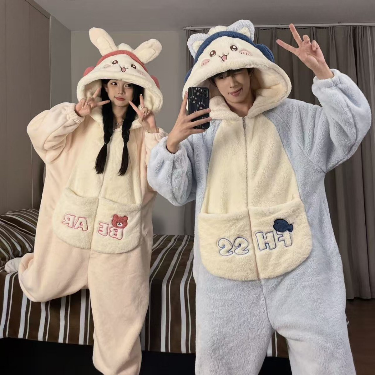 One-Piece Pajamas Jiyikawa Coral Velvet 2025 New Family Wear Couple Sleeping Bag Winter Adult Home Wear Trend