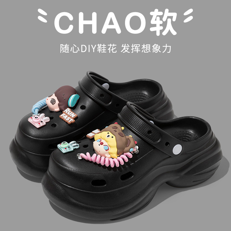 New Popular Outer Wear Mart Doll Thick-Soled Heightening Clogs Office Non-Slip Breathable Toe-Toe Shoes for Women Summer