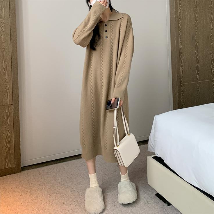 24 invierno Puyuan francés con solapa gorda suéter de torsión para mujeres 2023 otoño invierno nuevo sentido de alta calidad image 8