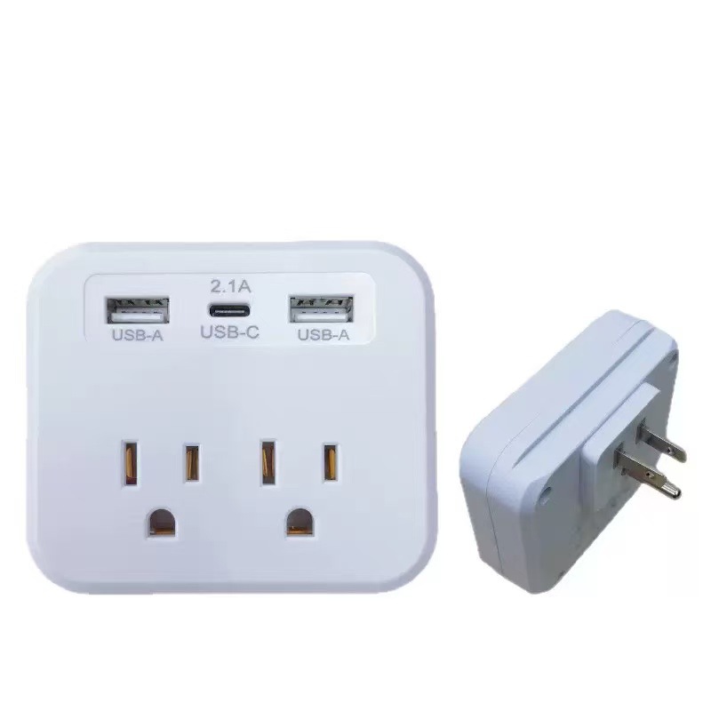 Enchufe estándar de EE.UU. a EE.UU. para conector de conexión transfronterizo de CA de 2 bits, conector estándar de EE.UU. para conector USB TYPE-C