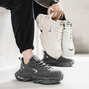 2025 New Autumn and Winter Sports Men's Shoes Trendy Brand Student Casual Shoes Running Sneakers Thick-Soled White Daddy Trendy Shoes