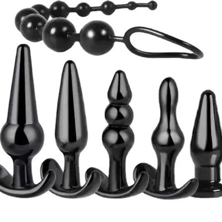 成人SM情趣肛塞多件套 女用调教后庭拉珠肛塞软胶8件套夫妻玩具