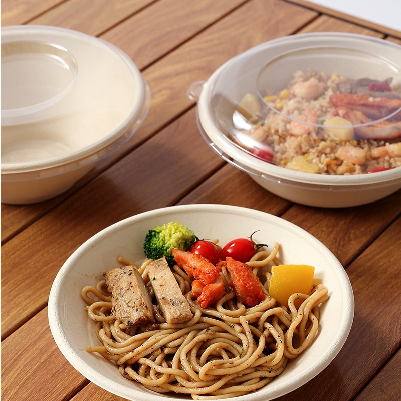 50-Pack Round Paper Bowl Set with Lid – Heavy-Duty Home Tableware Plates Kit
