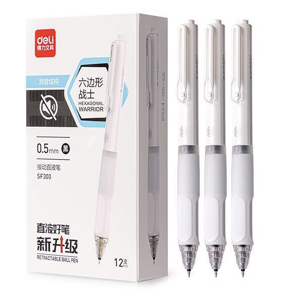 Deli Sf300 Hexagonal Warrior Click-Action Silent Gel Pen Quick-Dry St Liquid-Ink Pen for Students' Exam Practice