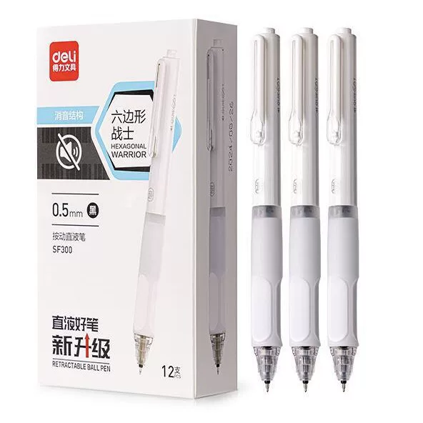 Deli Sf300 Hexagonal Warrior Click-Action Silent Gel Pen Quick-Dry St Liquid-Ink Pen for Students' Exam Practice