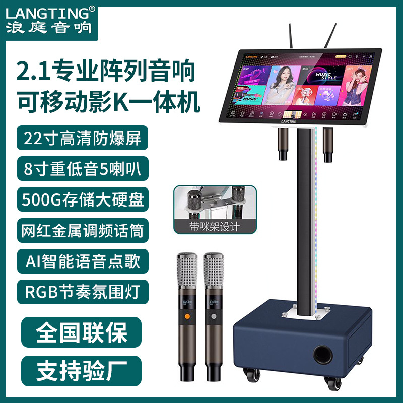 Home KTV Audio Outdoor Mobile Ksong All-in-One Square Dance Speaker with Singer Wireless Microphone Microphone