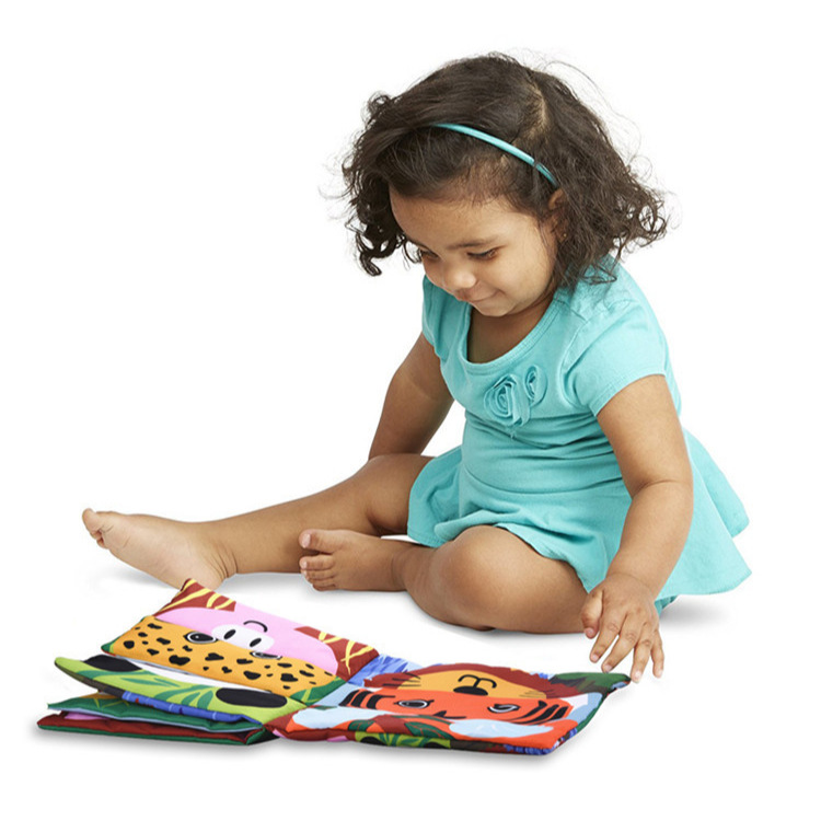 Libro de tela Funnyzoo con personajes de animales para emparejar caras, juguete educativo temprano, sonajero 3D cognitivo, juguete educativo BB.
