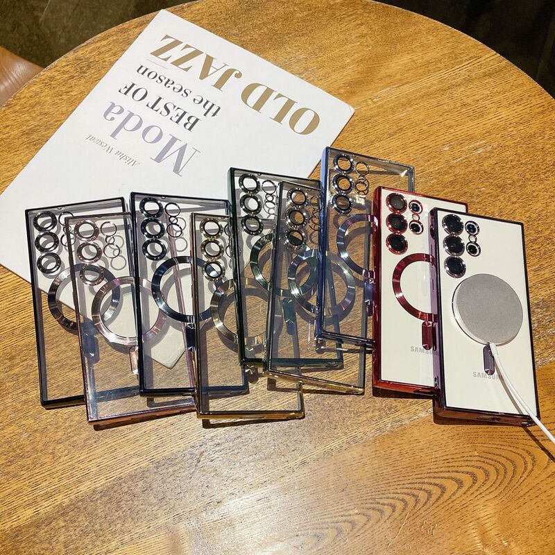 Suitable for Samsung S24Ultra Protective Case S22Plus Electroplated Magnetic Suction S25Edge Mobile Phone Case Magnetic Suction Anti-Fall