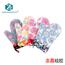 可选花色微波炉隔热硅胶二指手套家用烤箱烘焙加棉花布耐高温手套