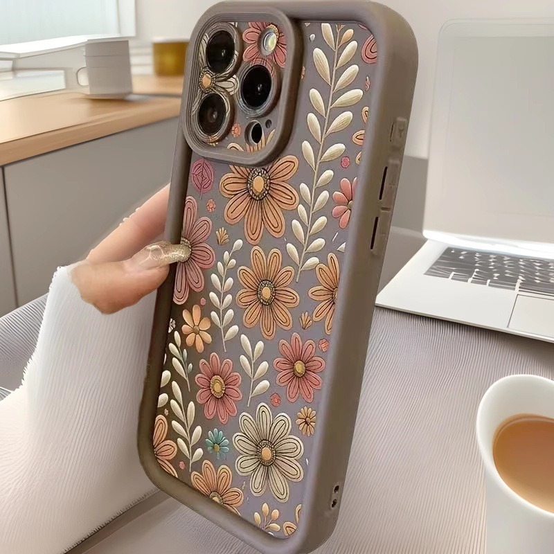 Patrón floral para Apple 16Promax funda para teléfono móvil Japón y Corea del Sur estilo ins iPhone15/14/13 Europa y América 12/