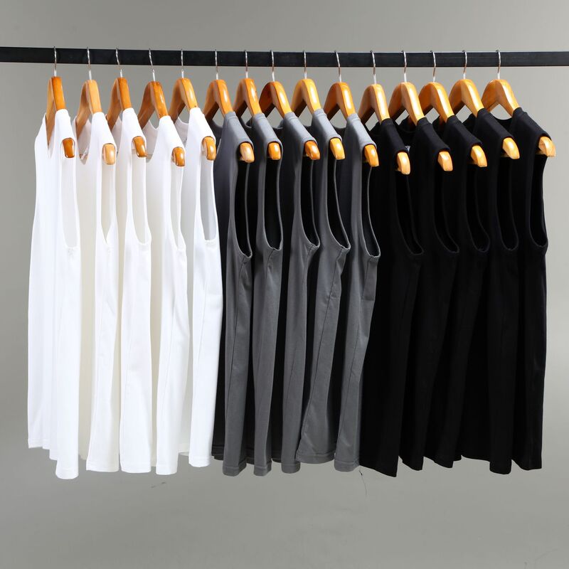 230g Japanese Heavy Seamless Pure Cotton Summer Basic Wide Shoulder Small Neckline Solid Color Loose Men's and Women's Vest T-Shirt