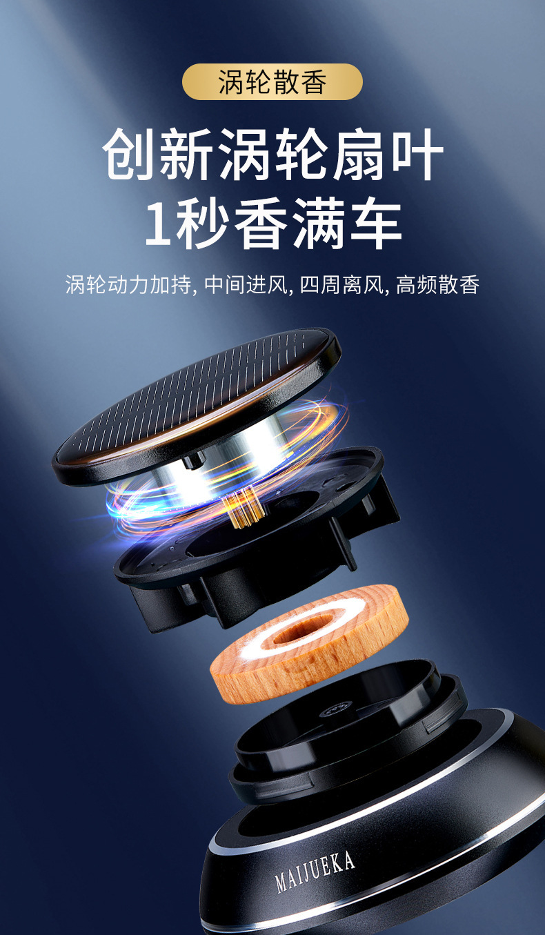 Car Aromatherapy Solar Ornaments Creative UFO High-grade Interior Decoration Lasting Light Fragrance Rotary Perfume Ornaments