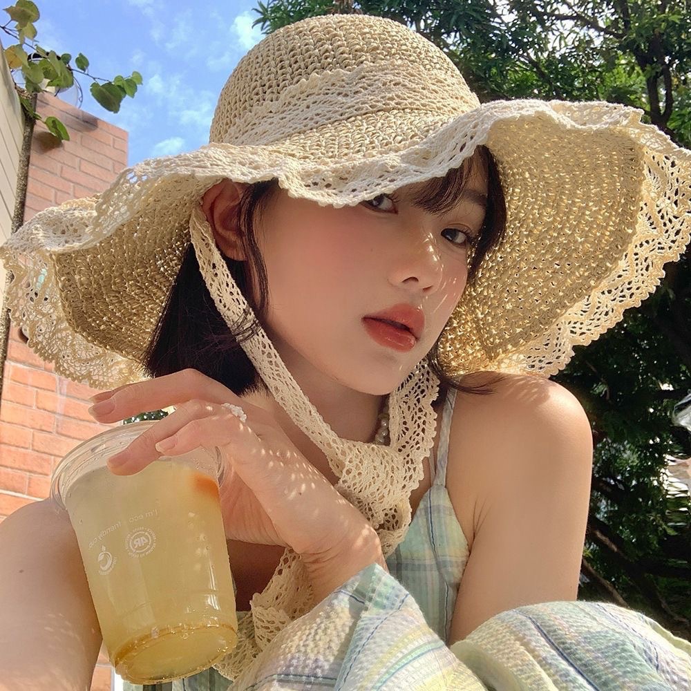 Lace straw hat [beige]