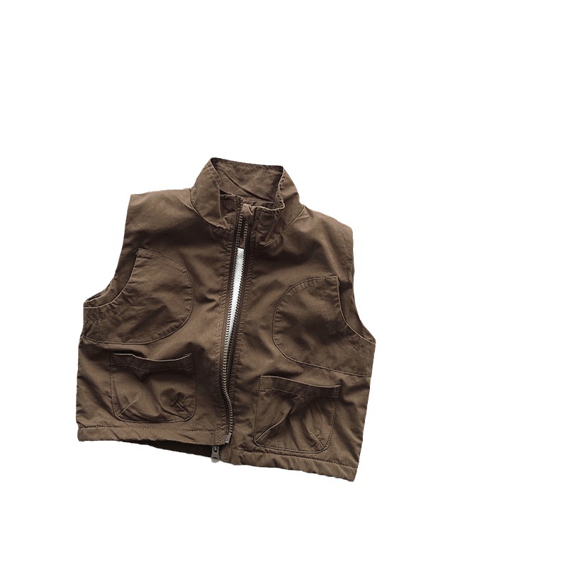 Harajuku estilo de los niños ropa de trabajo Chaleco de invierno nuevas niñas pequeñas y medianas estilo coreano forrado de lana caliente de moda chaleco fresco ropa para niños