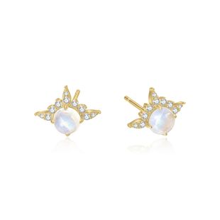 Natural Cream Blue Moonstone Earrings for Women S925 Sterling Silver Inlaid Hypoallergenic Accessible Luxury Classy Versatile Earrings