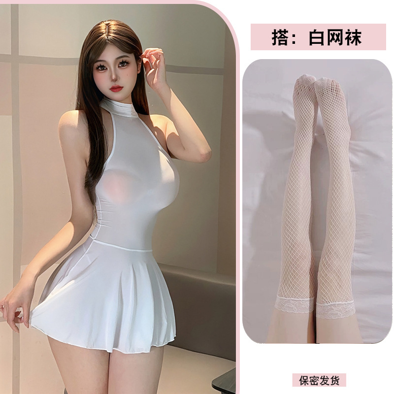 흰색 + 흰색 망사 스타킹