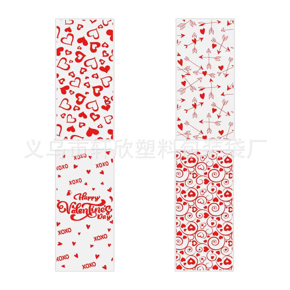 红色爱心箭图案情人节主题OPP透明糖果塑料包装袋糖果喜糖包装袋