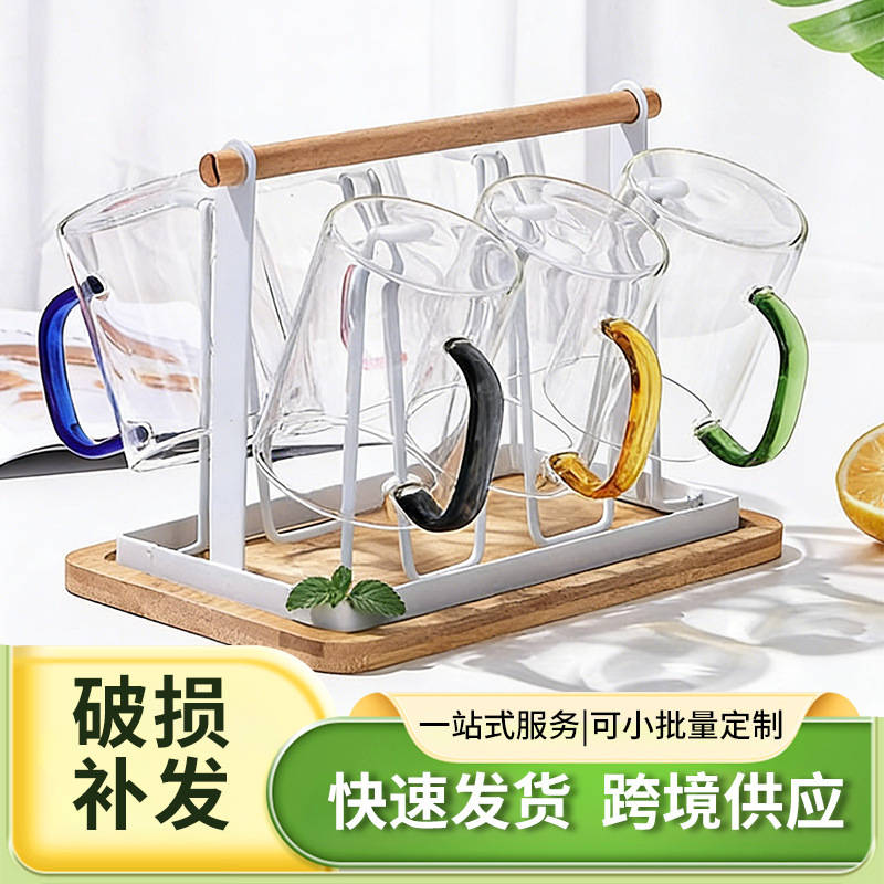 High Borosilicate Glass Cup with Handle Cup Drinking Water Household High Temperature Resistant Household Hospitality Water Cup Tea Cup suit