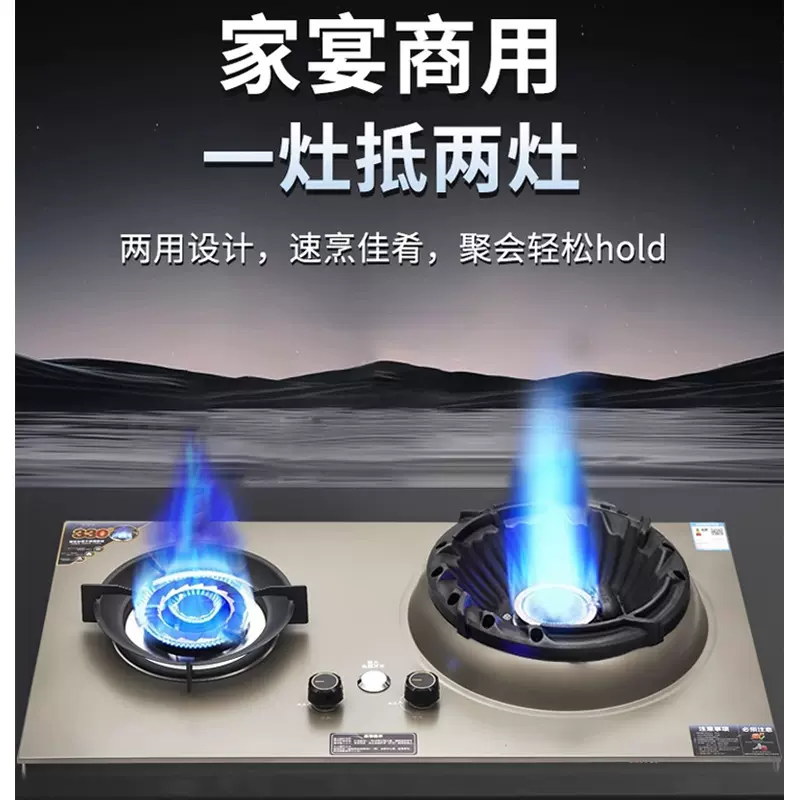 霸王灶家用猛火灶10KW煤气灶双灶燃气灶嵌入式源头厂家