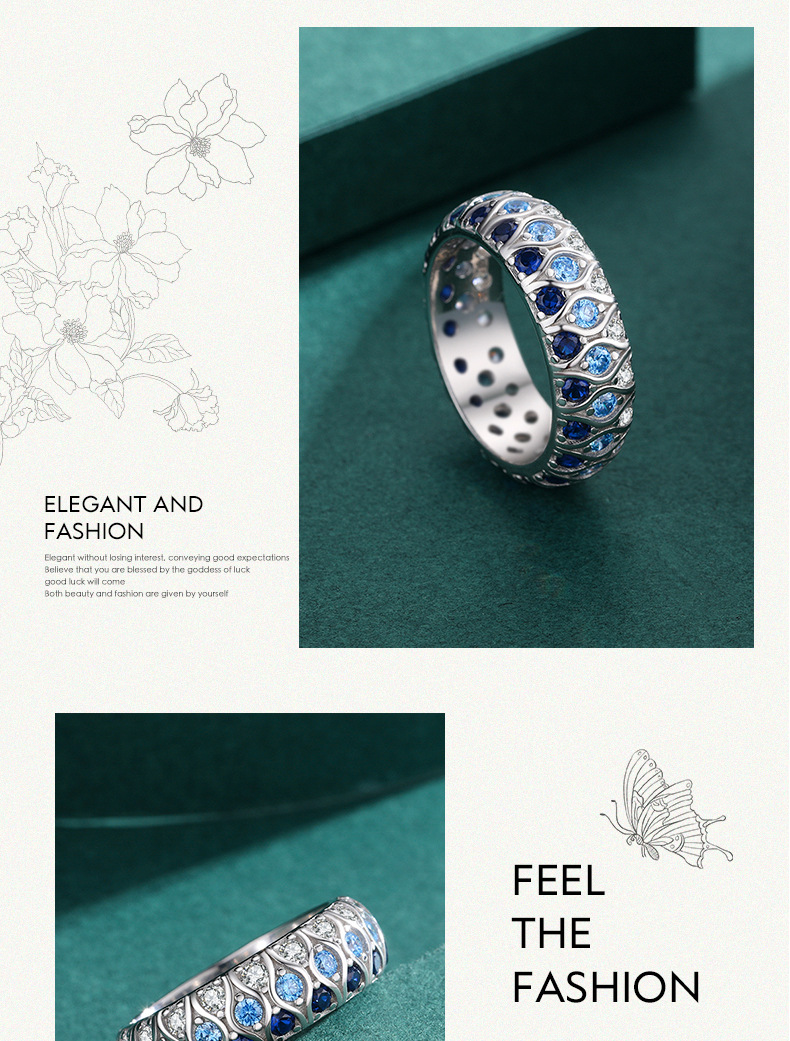 Fashion Round Silver Plating Inlay Zircon Rings 1 Piece