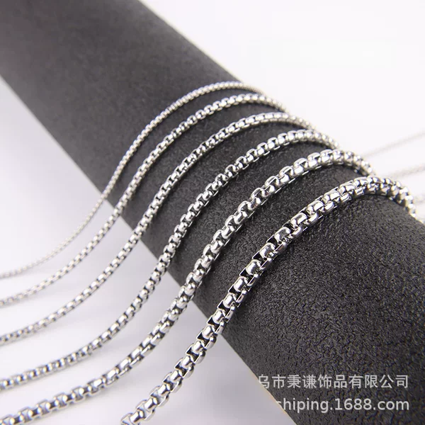 Square Pearl Necklace Titanium Steel Square Combination Chain Stainless Steel Chain Corn Ornament Chain Men's DIY Accessories European and American